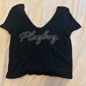 playboy crop top v-neck